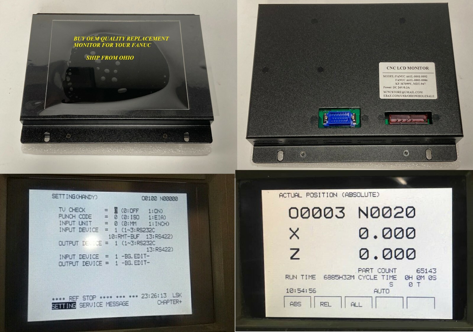 DIRECT REPLACEMENT LCD FOR FANUC MONITOR A61L-0001-0092 AND A61L-0001-0086