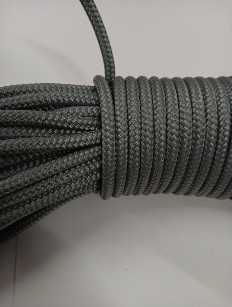 7 mm x 100 ft. Double Braid Firm polyester rope. Light Gray