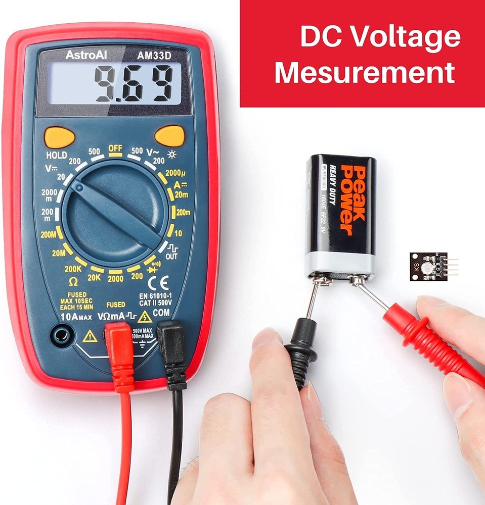 AstroAI Multimeter Tester 2000 Counts Digital with DC AC Red