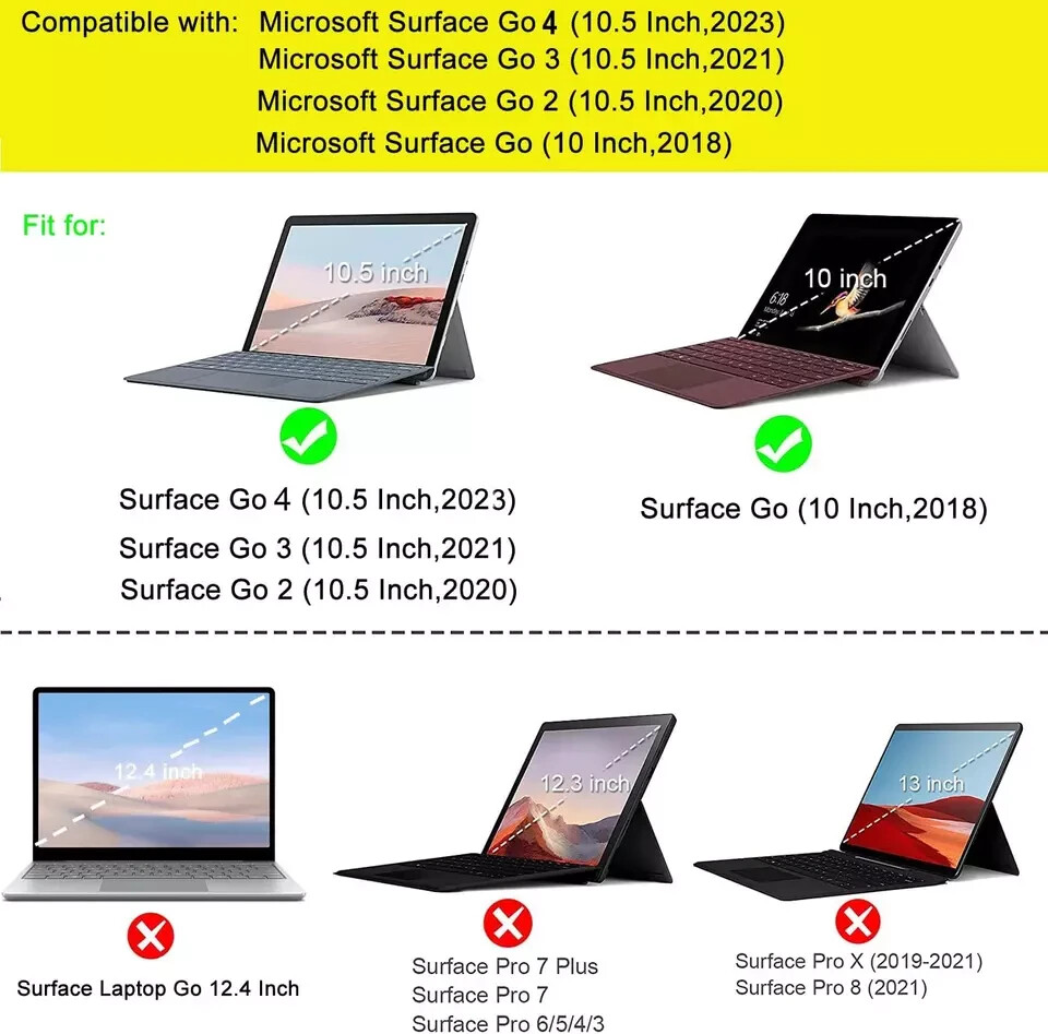 Case for Microsoft Surface Go 4 (2023) 10.5 Inch/Surface Go 3 / Surface Go 2 / S