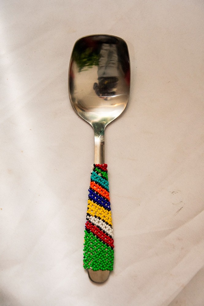 stainless steel beaded dishing spoon