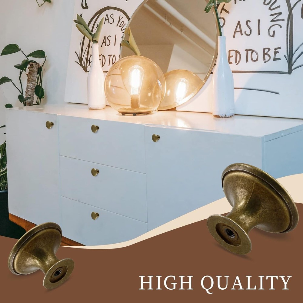 12 Pcs Brass Cabinet Knobs Metal Drawer Knobs round Dresser Handle Knobs 1.18
