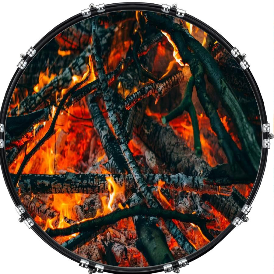 20" Custom Bass Kick Drum Front Head Graphical Fire 7