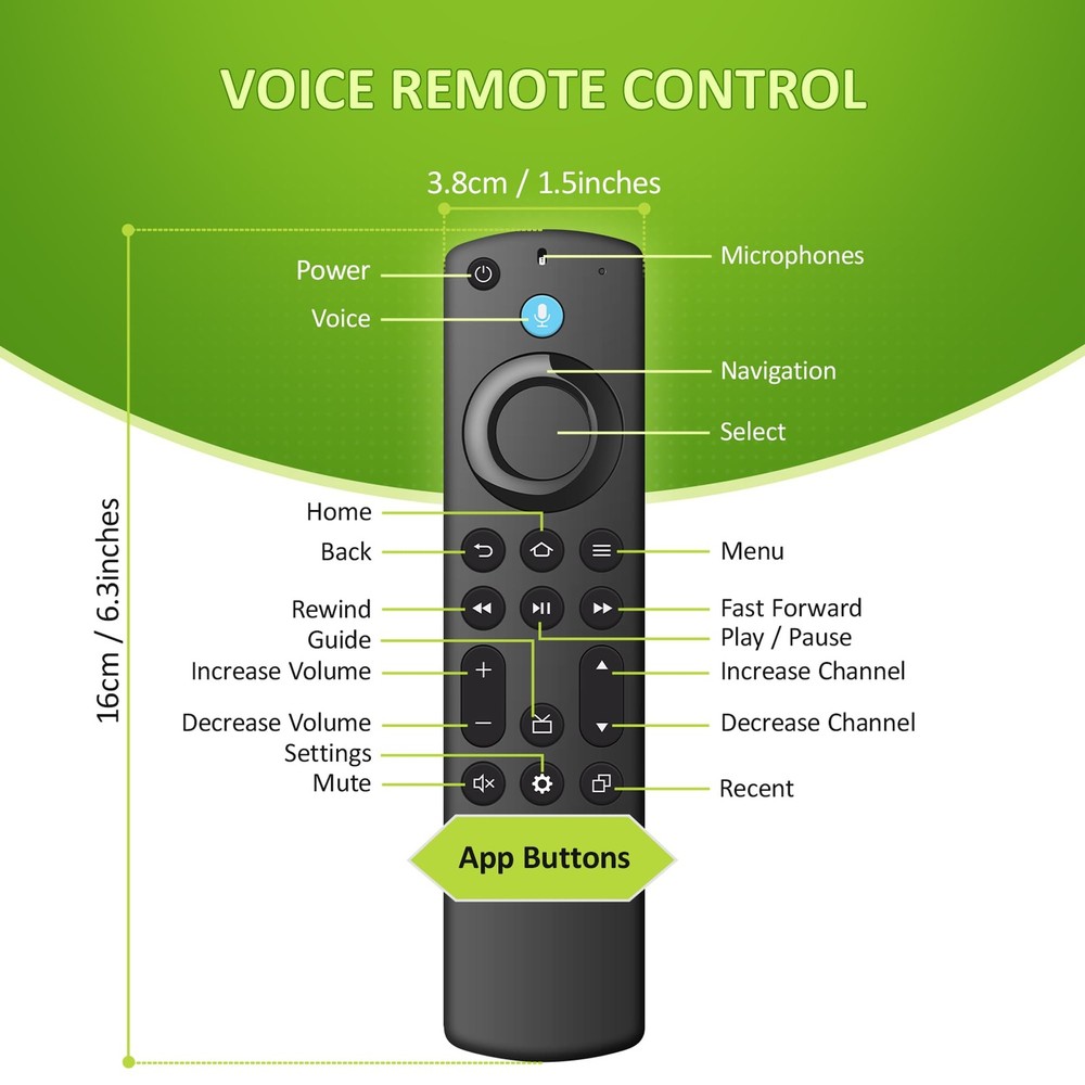 Replacement Remote Control for Fire Smart TV Voice Remote-HU, Black