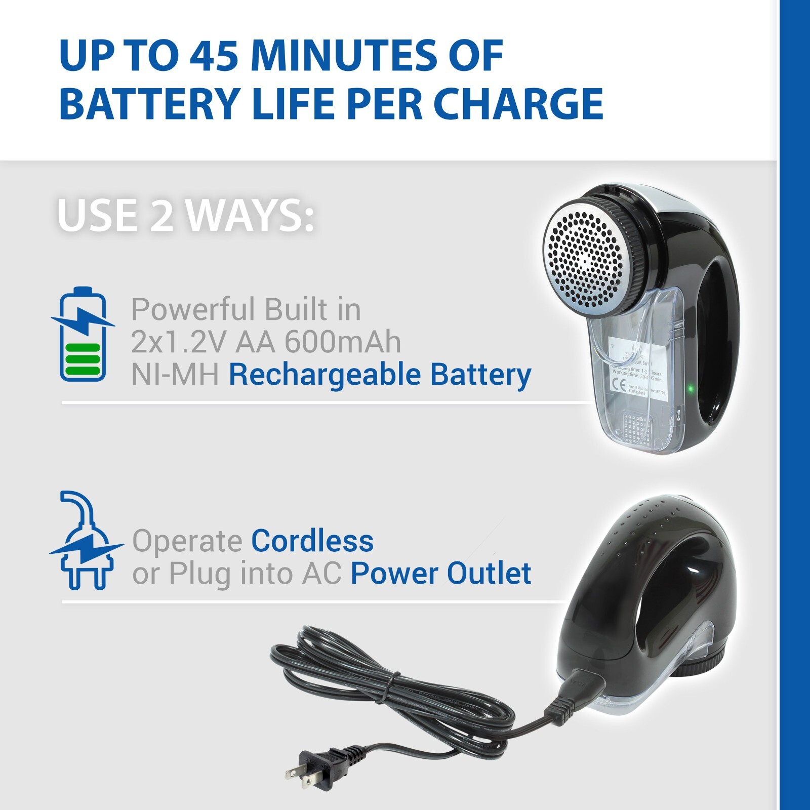 Fabric Shaver with Rechargeable Battery | Lint Shaver W Bonus Replacement Blade