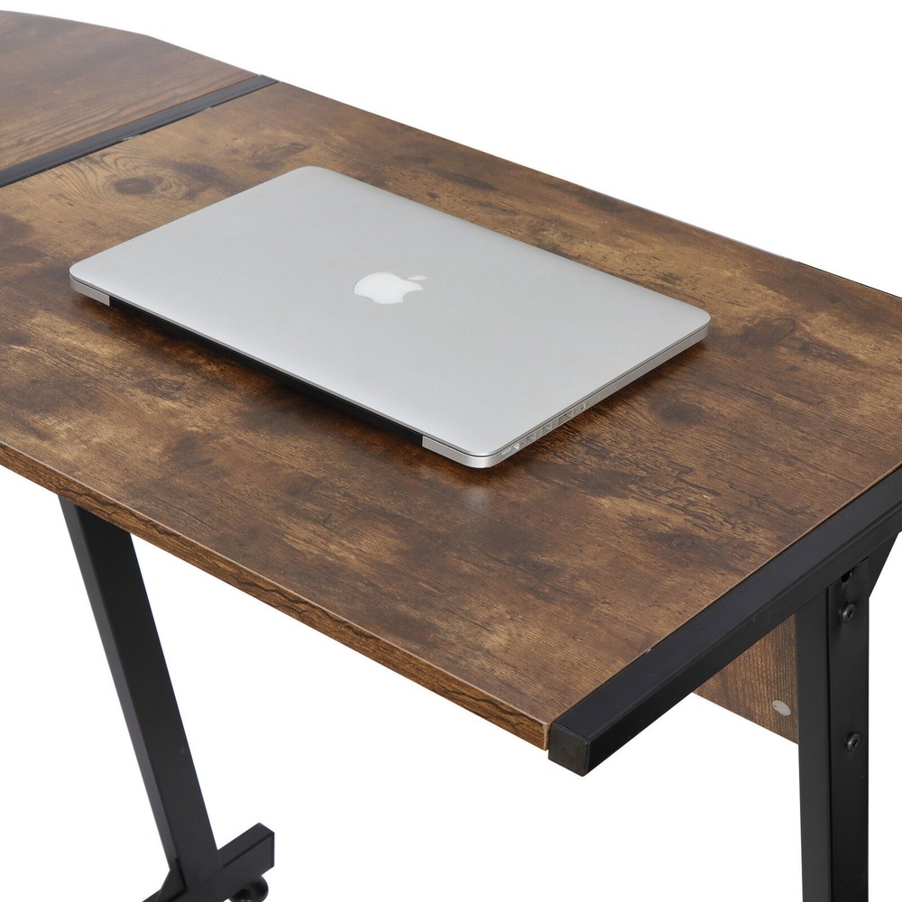 58"L-Shaped Gaming Desk Reversible MDF Computer Corner Laptop Table Rustic Brown