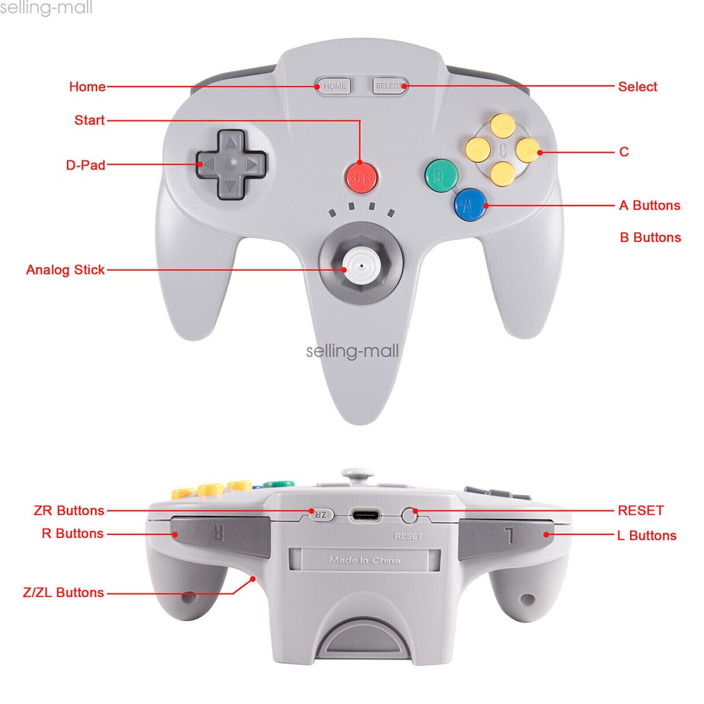 Wireless /Wired N64 Controlle Controller with Rumble Pak for N64 System Console