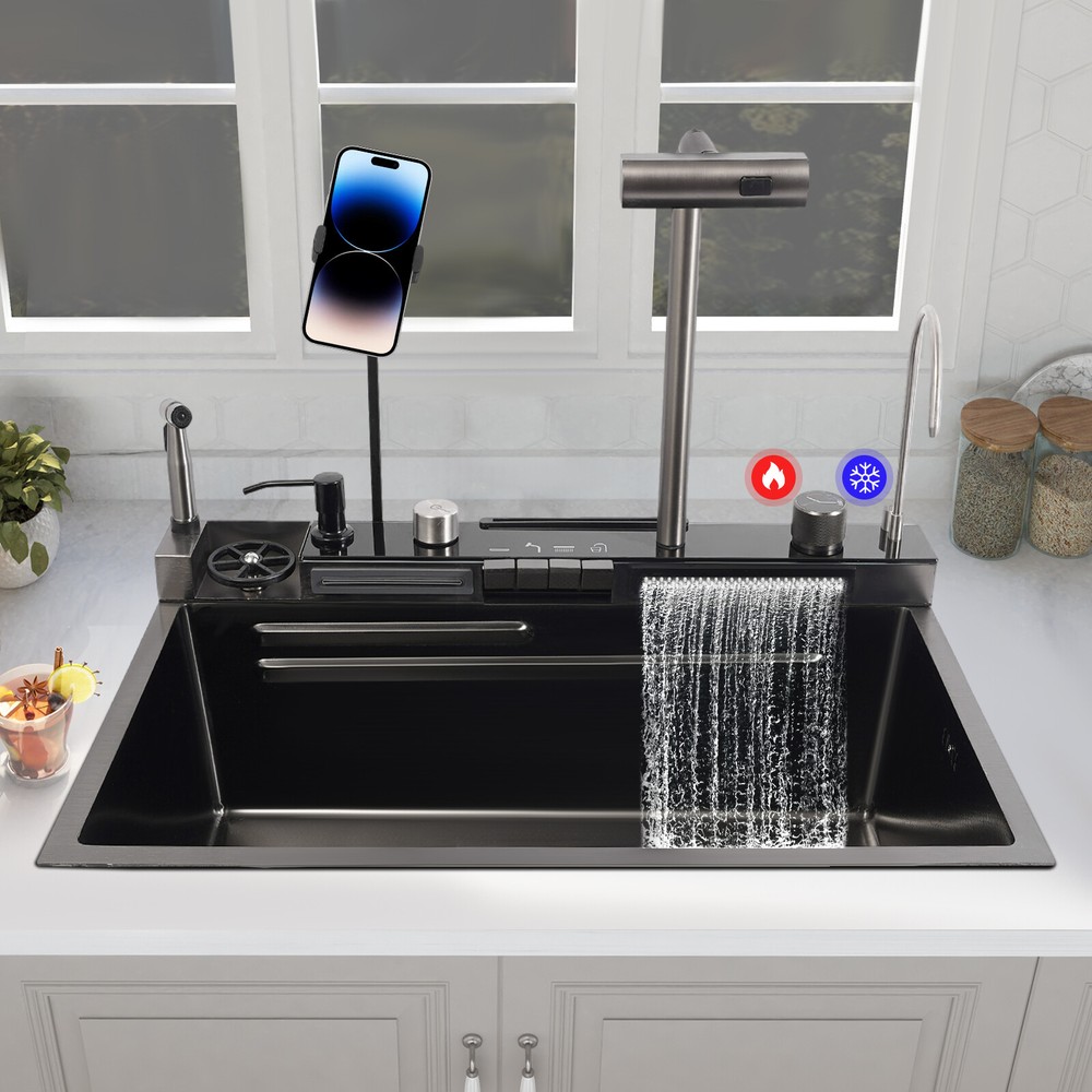Sink Kitchen Sink Digital Display Stainless Steel Sink Kitchen Sink Rectangular