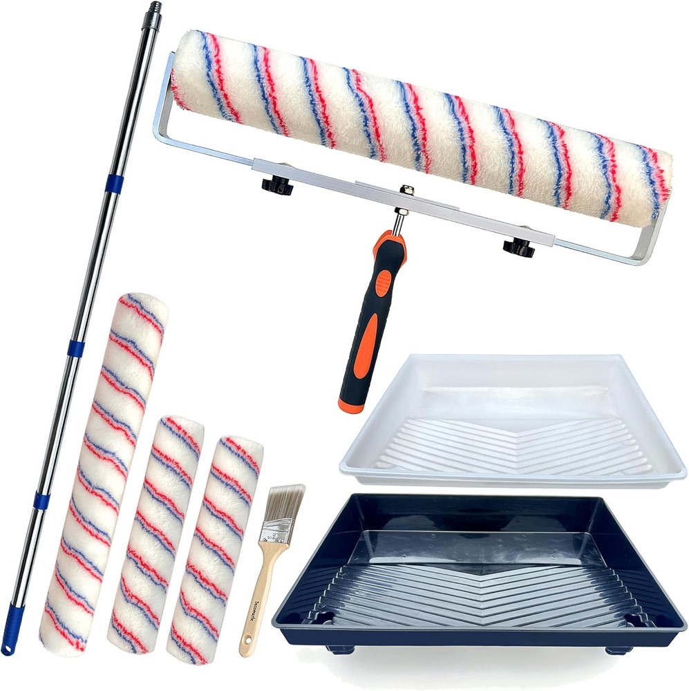 Paint Roller Kit with Extension Pole Adjustable Frame 12 Inch 18 Inch Microfiber