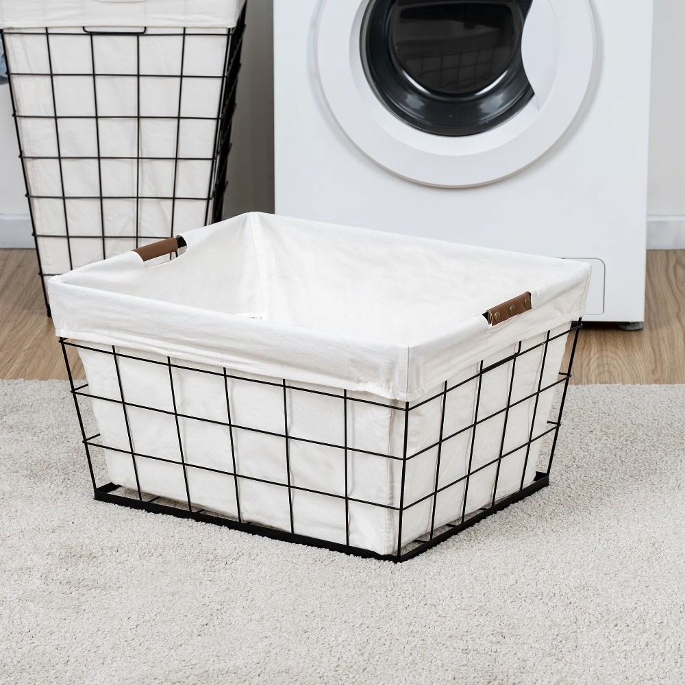 Large 60L Rectangular Laundry Hamper Basket for Adults Black Natural