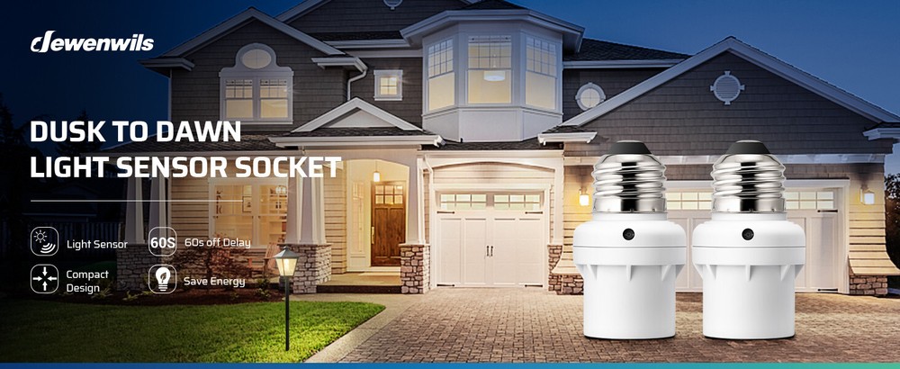 DEWENWILS 4 Pack Light Sensor Socket Dusk to Dawn Sensor Light Bulb Socket