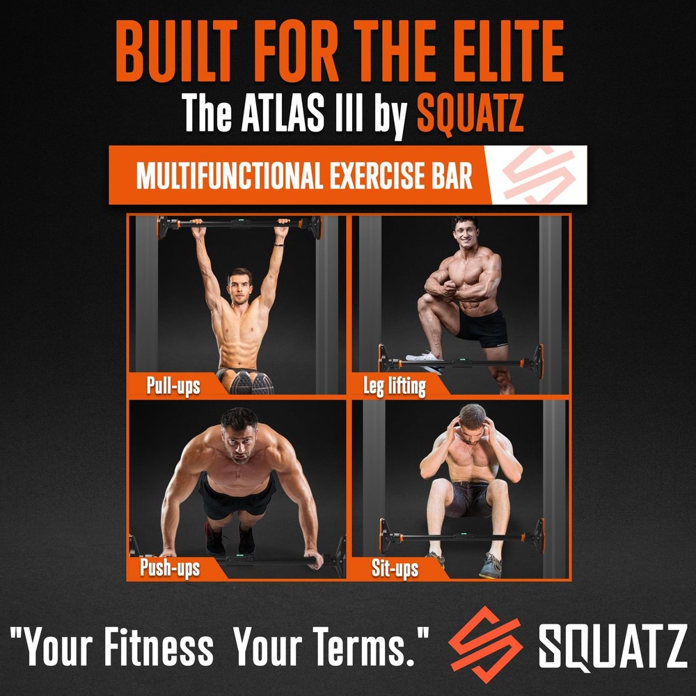 SQUATZ Adjustable Pull-Up Bar - Strength Training Exercise Equipment with Aut...