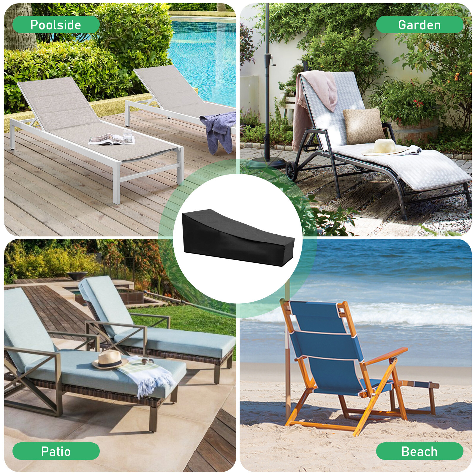 Waterproof Garden Patio Outdoor Furniture Chaise Lounge Chair Cover UV Resistant