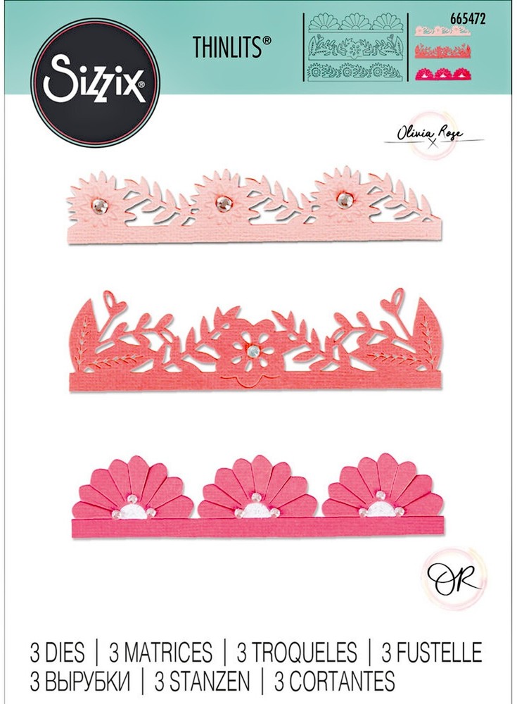 Sizzix Thinlits Bold Floral Edges 3pc set #665472 Retail $14.99 by Olivia Rose