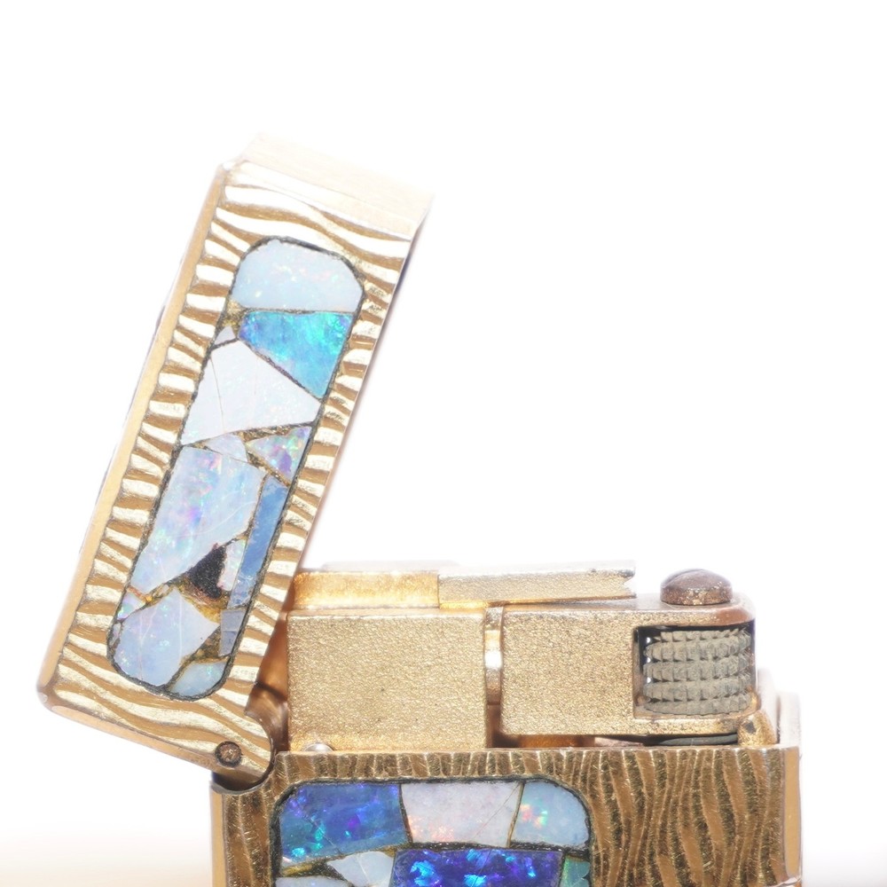 Dunhill Lighter Gold Wav Opal Pattern _Ultrasonically Cleaned_Working