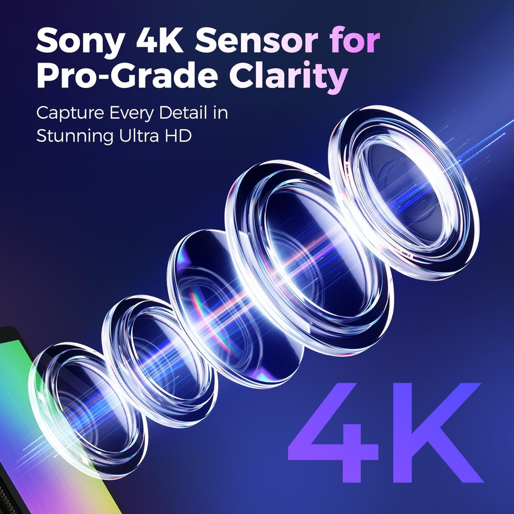 4K Webcam for PC with Microphone Light Privacy Cover, Web Camera for Deskto...