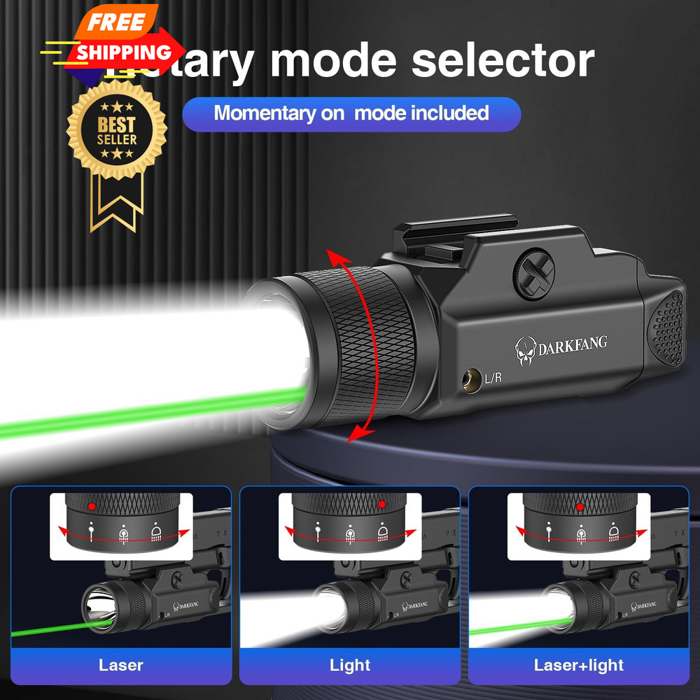 DARKFANG Tactical Flashlight and Green Laser Light Combo