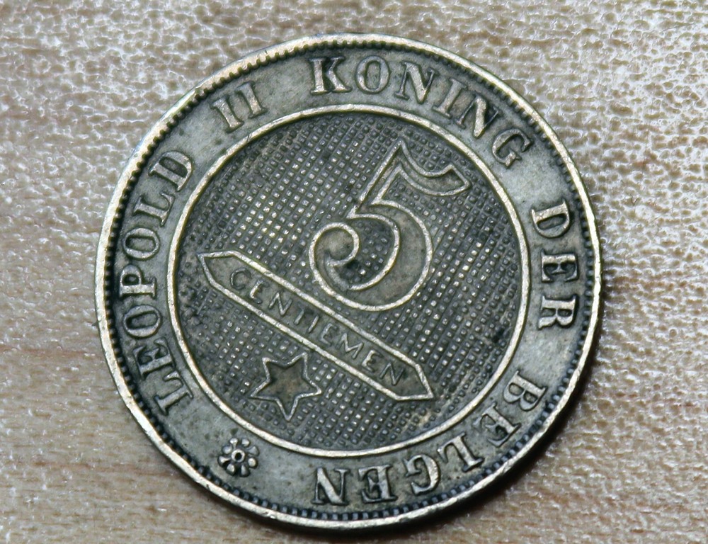 1894 Belgium 5 Centimes Dutch text