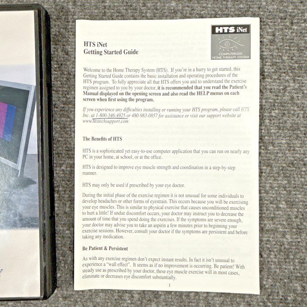HTS iNet Computerized Home Vision Therapy CD-ROM Mac/Windows W/Username/Passcode
