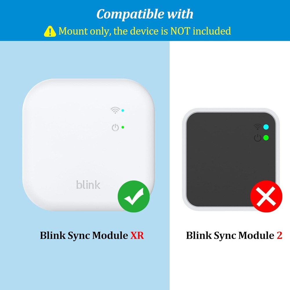 Outlet Wall Mount for Blink Sync Module XR with Short Cable, Space-Saving