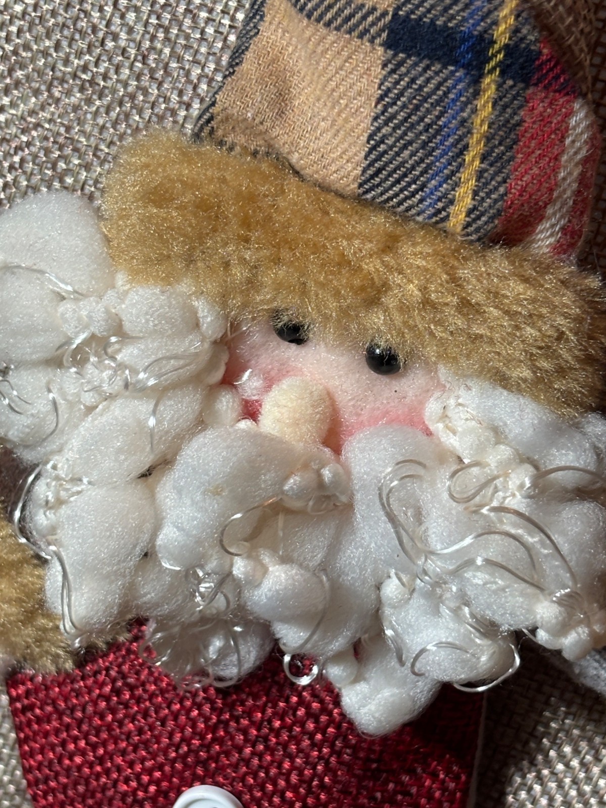 Christmas Stocking With Santa & Plaid Cuff Design 17" NWOT