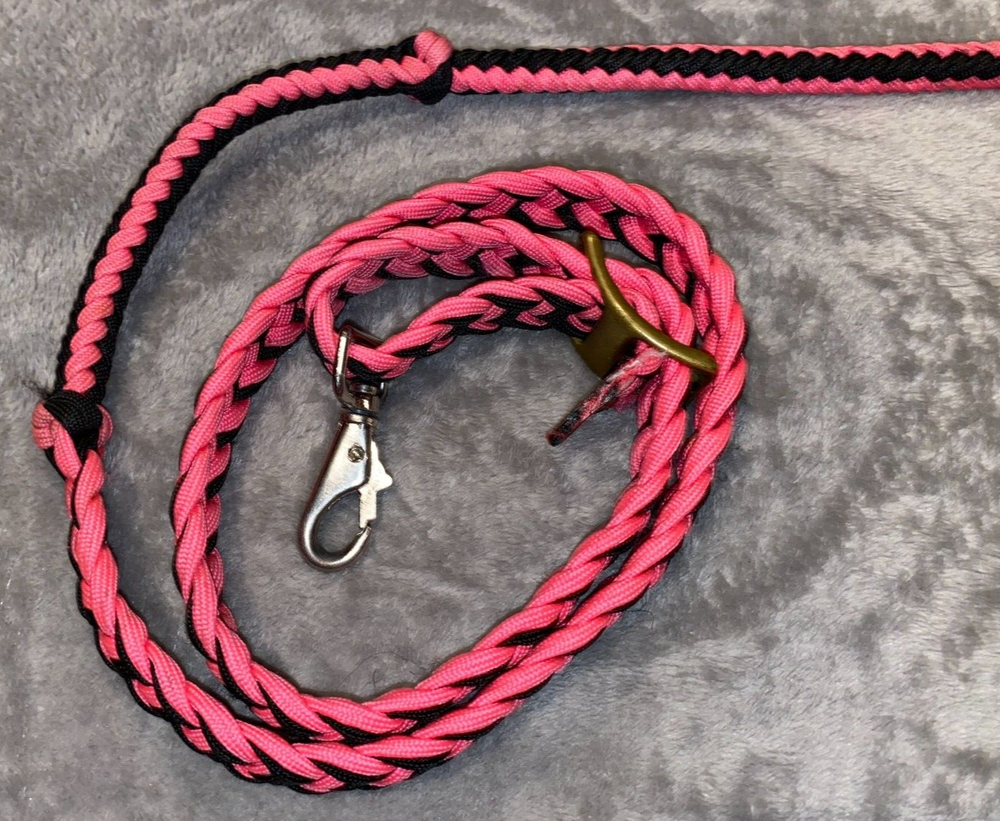 91'' HOT PINK BARREL LOOP BRAIDED REINS WITH CLIPS