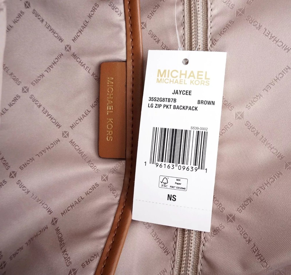 MICHAEL KORS JAYCEE MEDIUM ZIP POCKET BACKPACK BAG LOGO Brown