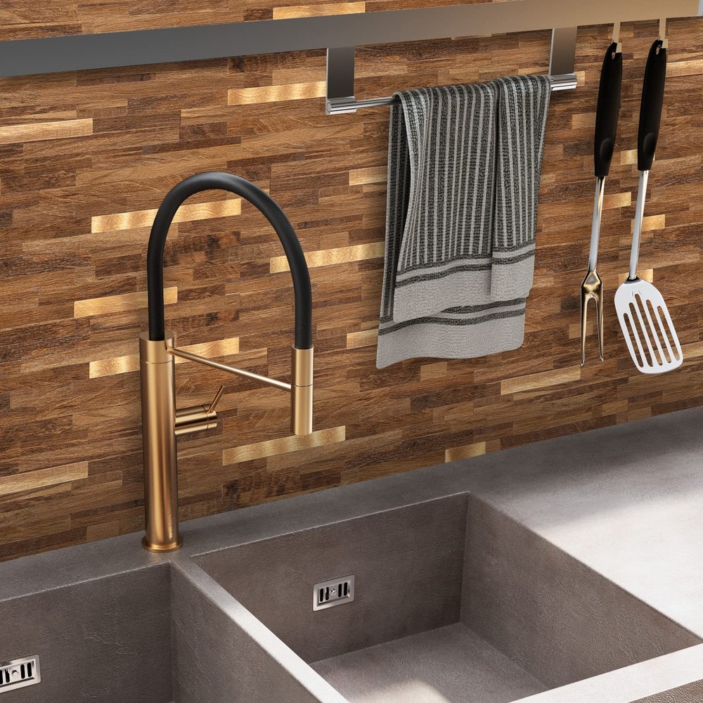Midcard 10 Sheets Peel and Stick Backsplash PVC 10, Rectangular Dark Brown