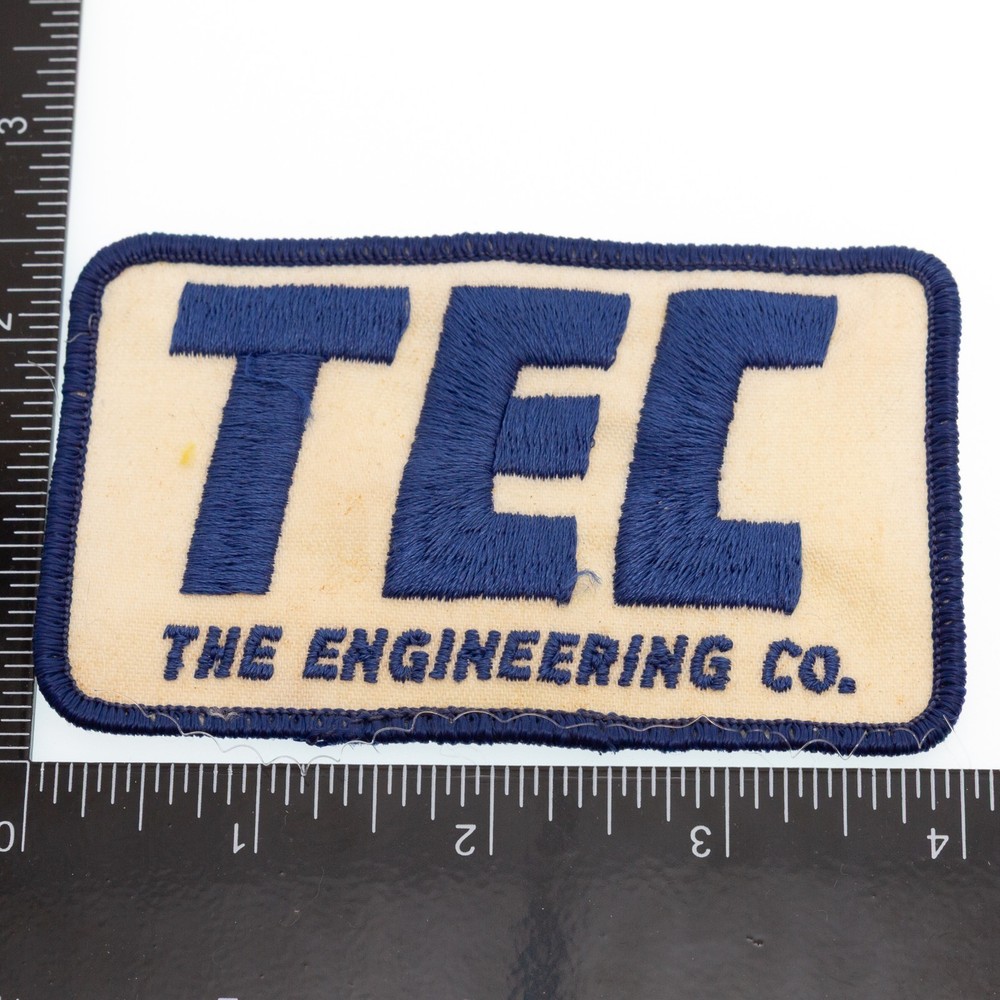 Vintage TEC The Engineering Co. Uniform Patch Blue & White Embroidered Workwear