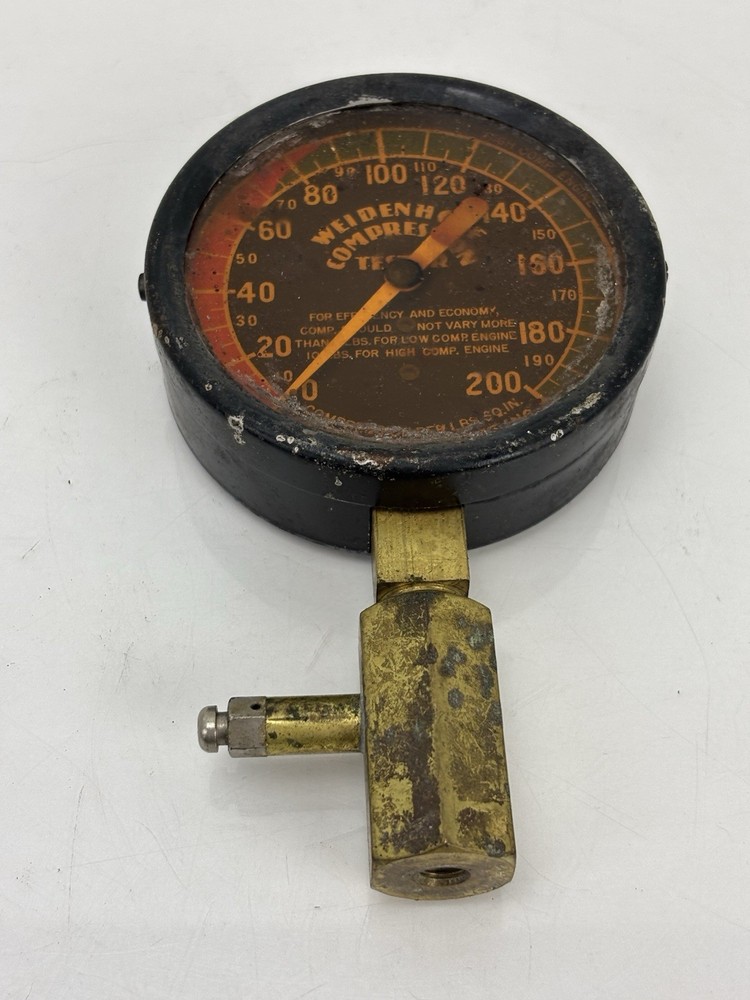 Vintage Weidenhoff Compression Test Gauge Set w Case Auto Tool 200 PSI-Untested