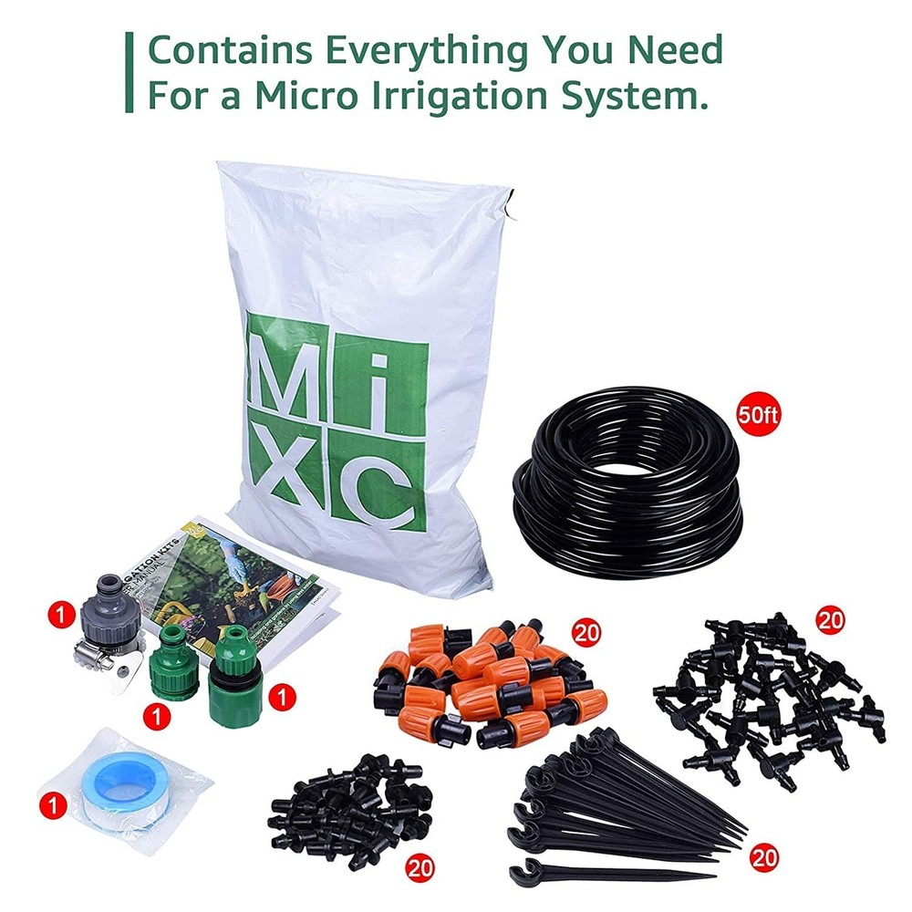 DIY 50ft Micro Drip Irrigation System: Efficient Garden & Lawn Watering Solution