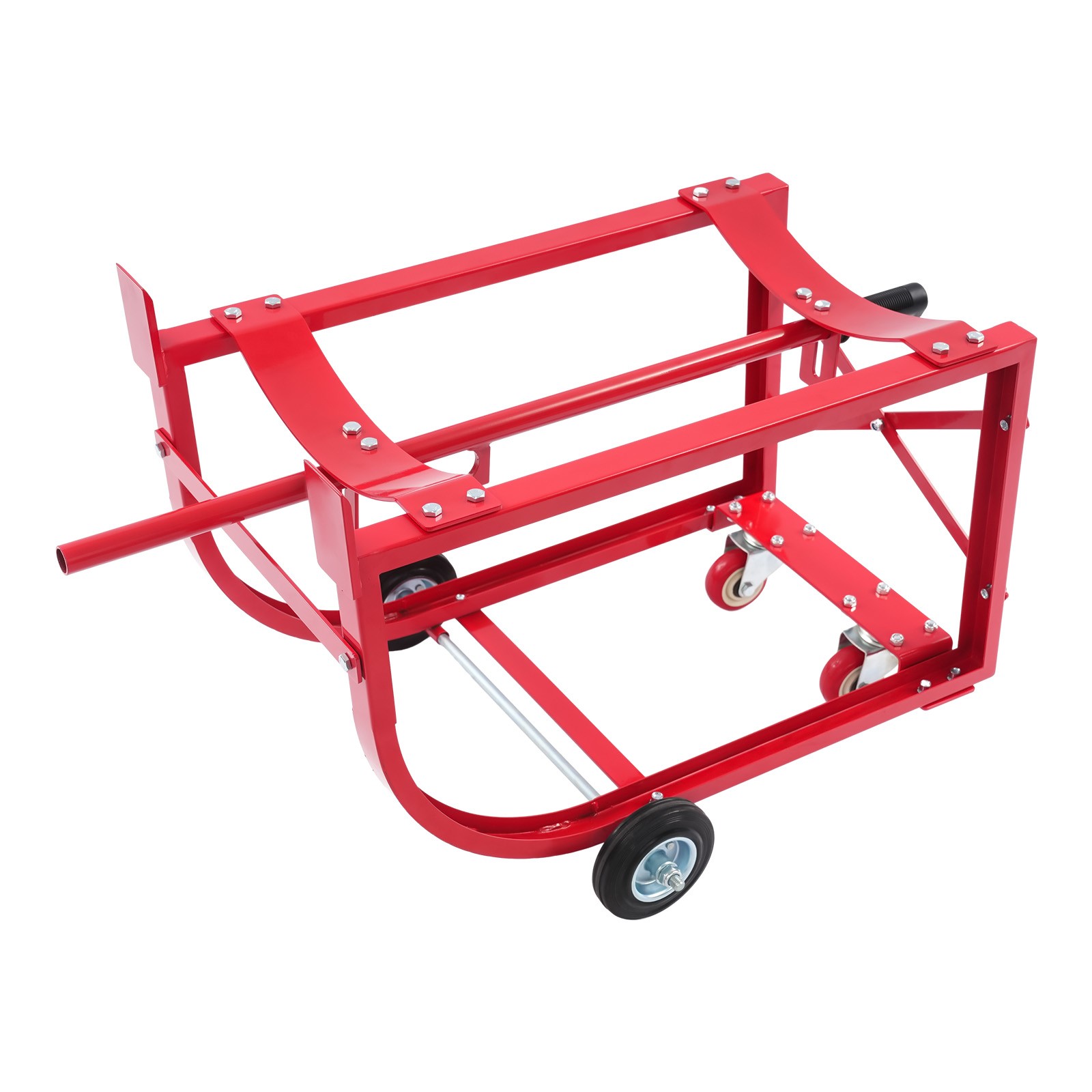 Drum Cradle With 4 Wheels, 55Gal Drum Cradle, 600lbs ,Red for Workshop&Factory