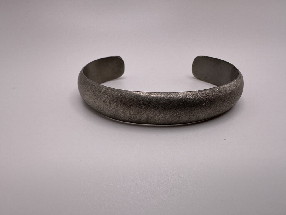Vintage 1.2 cm Brushed Pewter Cuff Adjustable BrB3