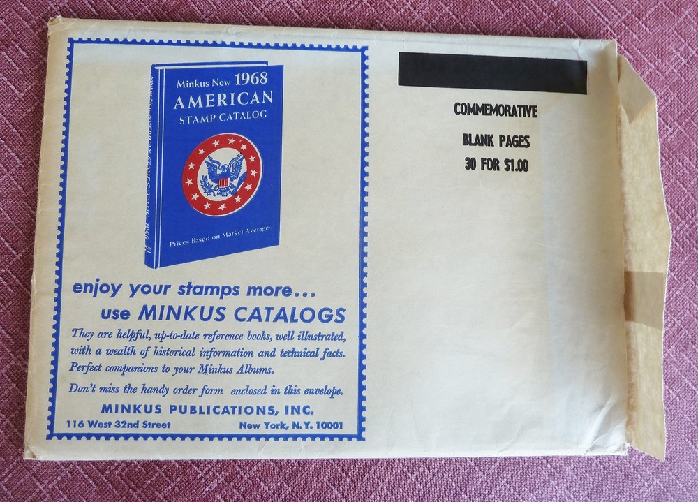 Minkus US Commemorative Issues, 24 Blank Pages for 3-ring Binders New