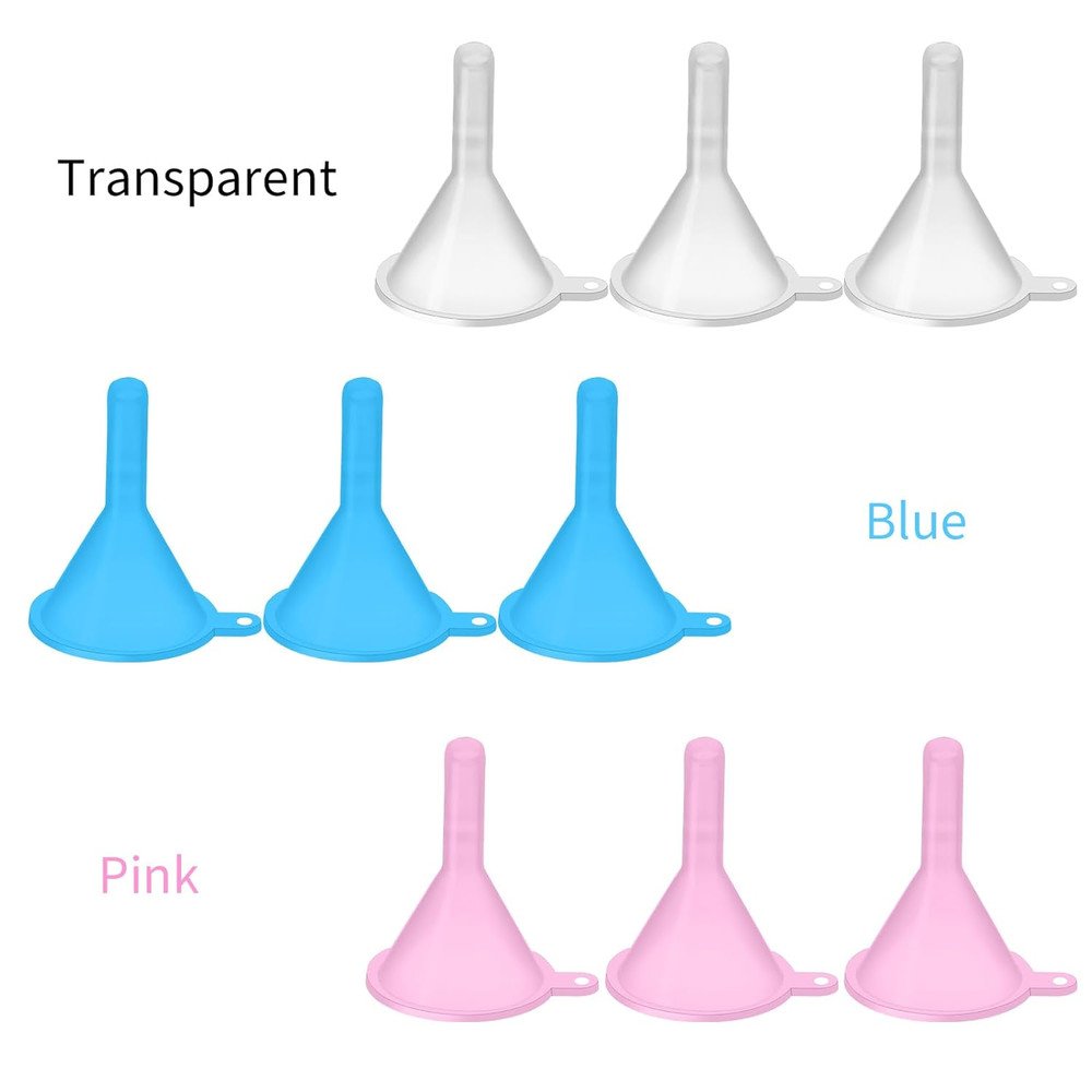 9PCS Plastic Small Funnel, Mini Perfume Funnel Filling Small Tiny Bottles Cap...