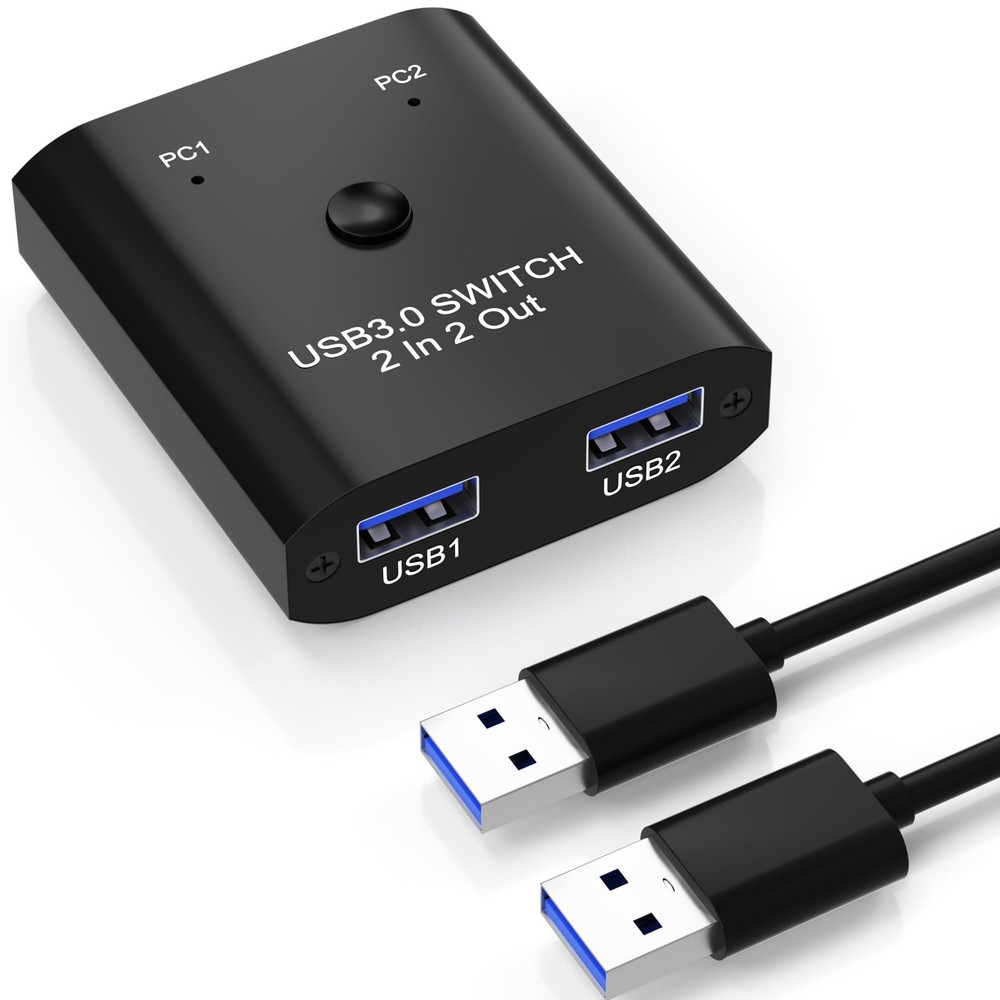 2 in 2 Out USB 3.0 Switch, Switcher for 2 Computers Sharing Keyboard,...