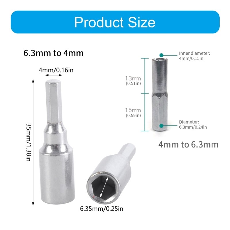 Conversion Adapters Precisions 4mm 6.35mm Hexagonal Adapter For Mechanics DIY