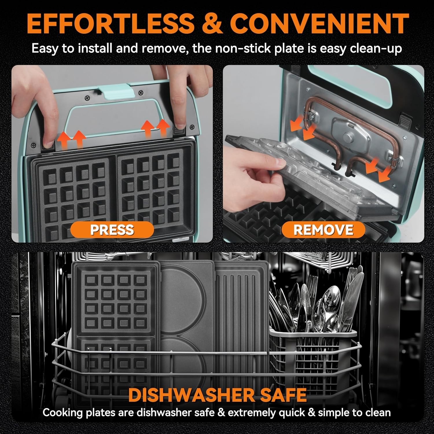 Mini waflera 3 en 1 con placas extraíbles, mini panquequera, máquina para queso