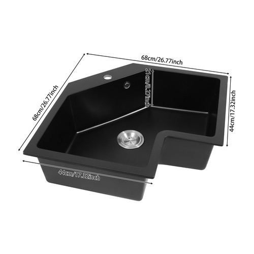 Undermount Flushmount Corner Kitchen Sink Irregular Kitchen Sink w/ Strainer