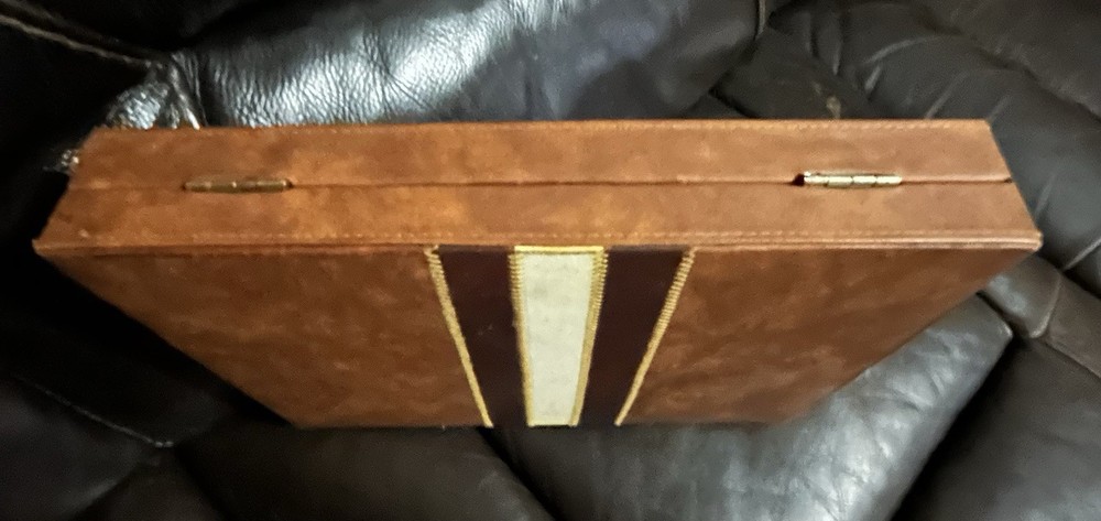 Vintage Smaller Backgammon Set 8” x 11” complete.
