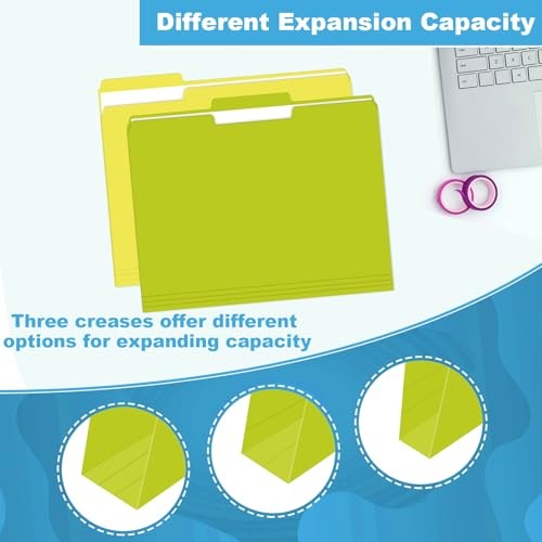 File Folder, 120 Pack 1/3 Cut Tab File Folders, Letter Size, Assorted 10