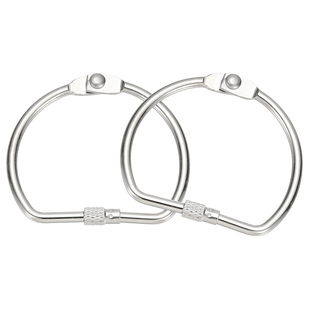 Loose Leaf Binder Rings 2.4 Inch, 2 Pcs Binder Rings D Shape, Silver