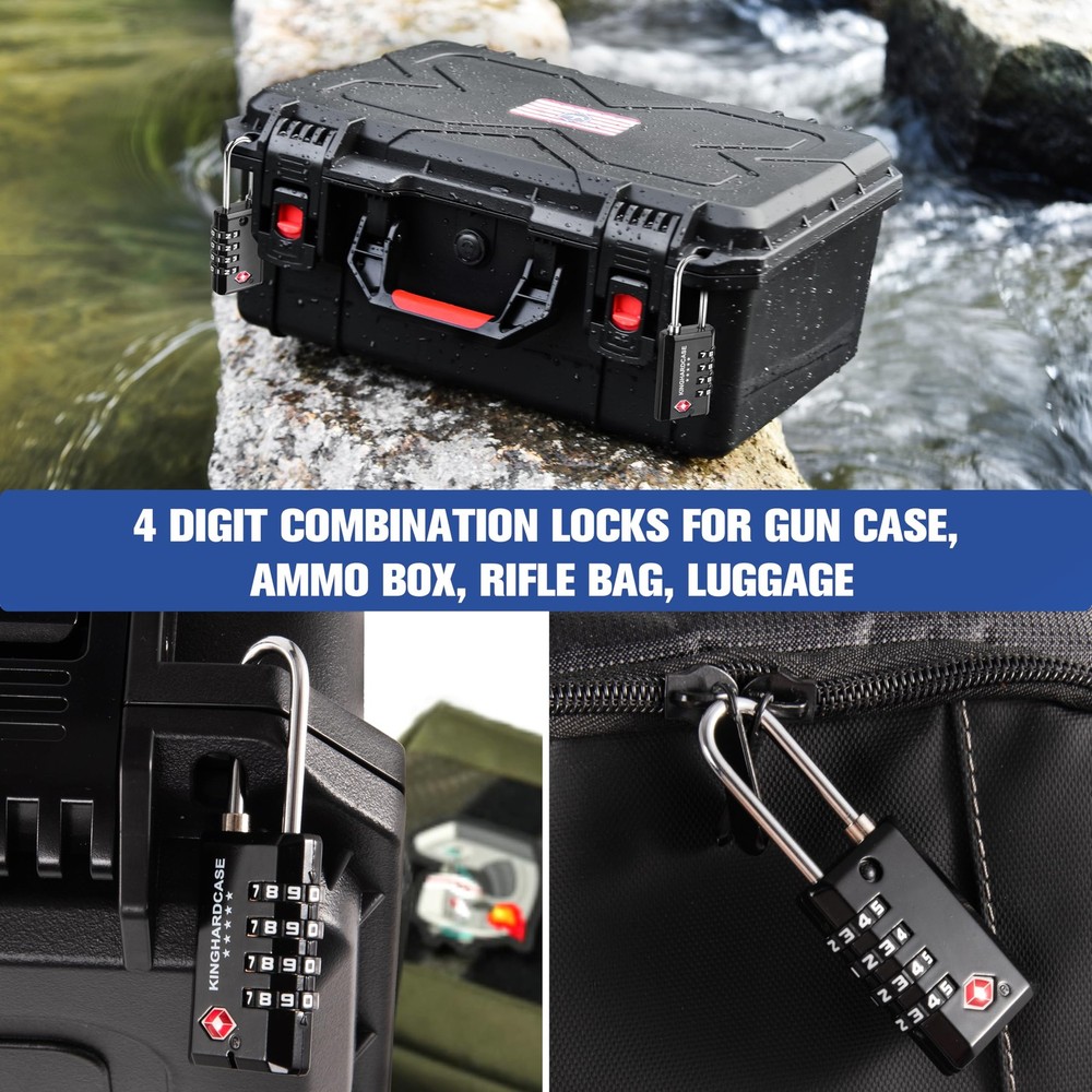 Kinghardcase 2 Pack TSA Approved Gun Locks, 4 Digit Combination Locks Black