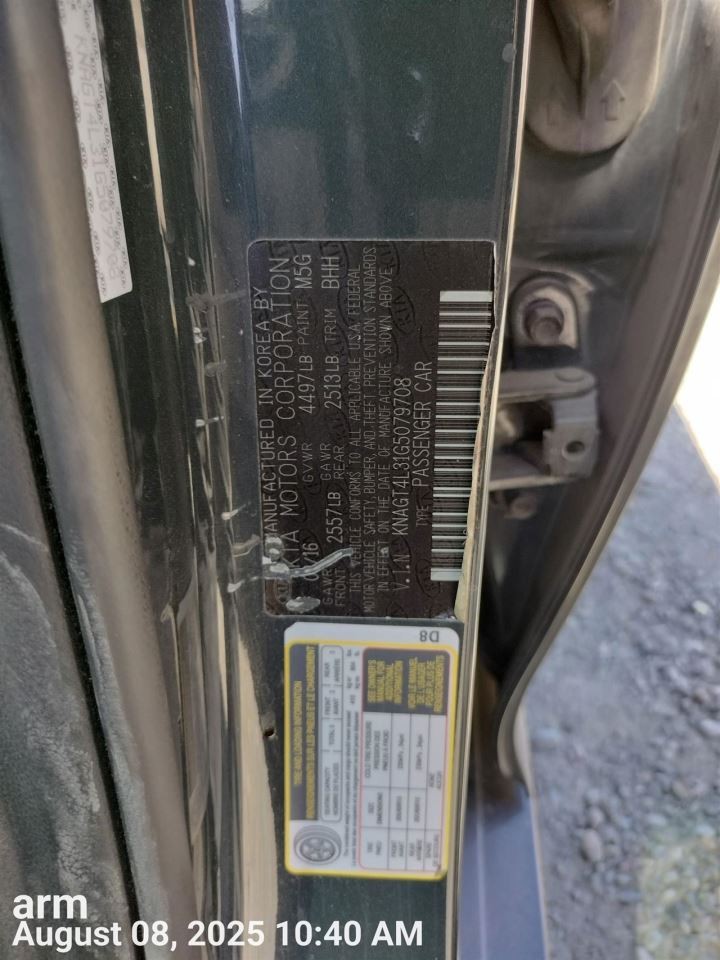 LEFT REAR DOOR WINDOW REGULATOR OEM 2019 KIA OPTIMAKIA