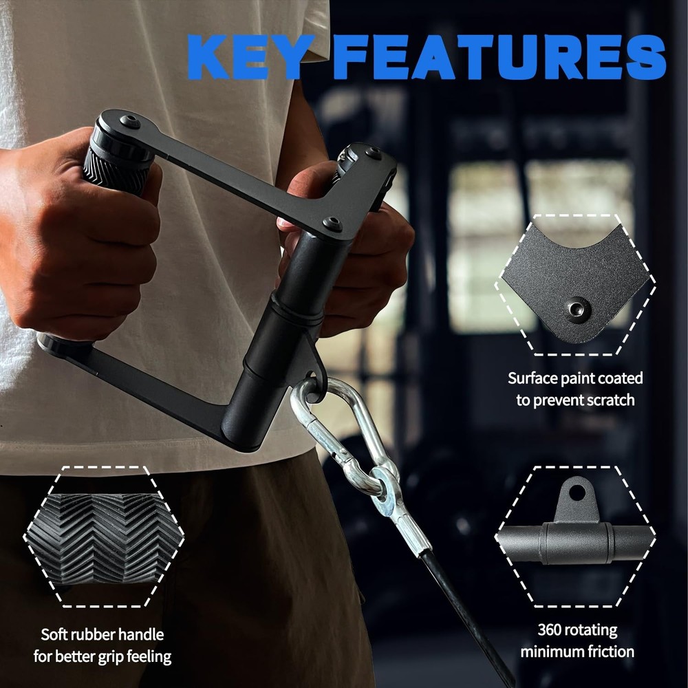 Berufexp Double D Handle 360 Rotataing Cable Row Attachment for Cable...