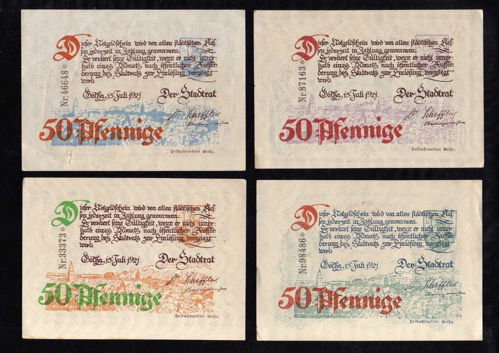 GOTHA - GERMANY NOTGELD - 4 x 50 PFENNIG