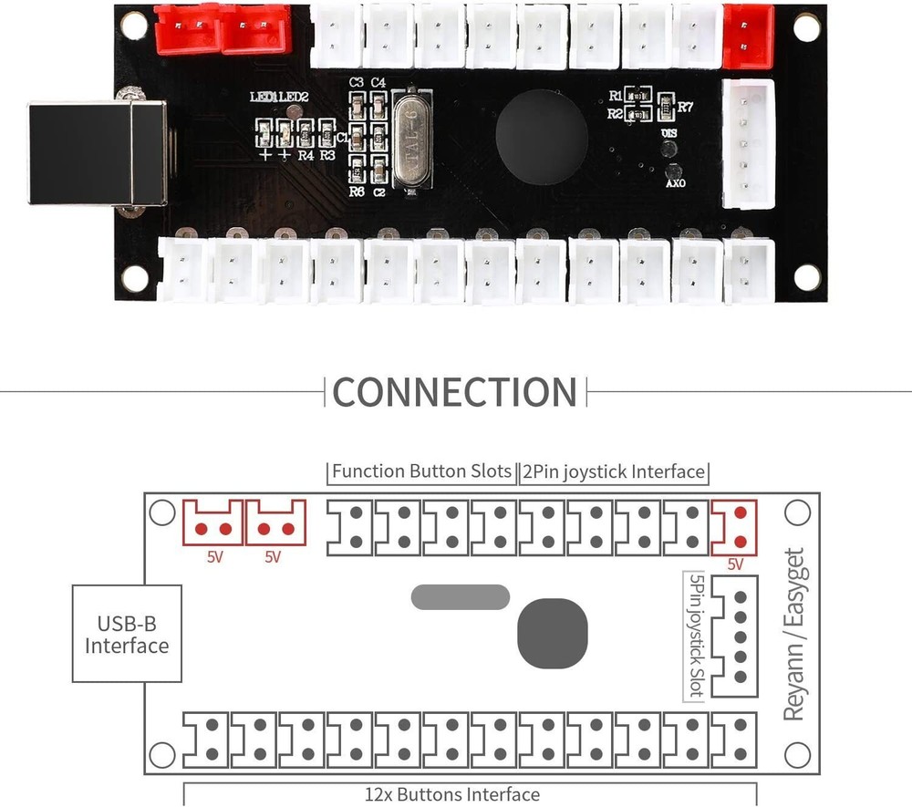 NO Delay Arcade USB Encoder PC to joystick for MAME 5Pin & 2.8MM SANWA Buttons