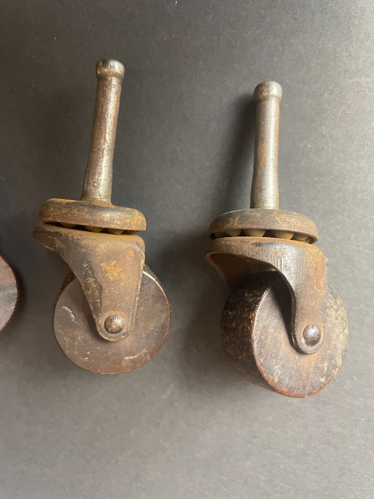 Vintage Original Furniture Casters Set of 4 with 1" Wood Wheels