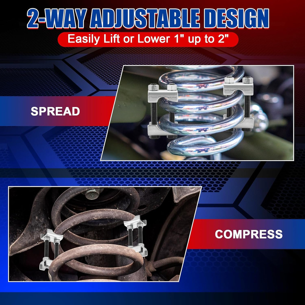 8PCS Adjustable Coil Spring Spacers 1”-2” 2-Way Spring
