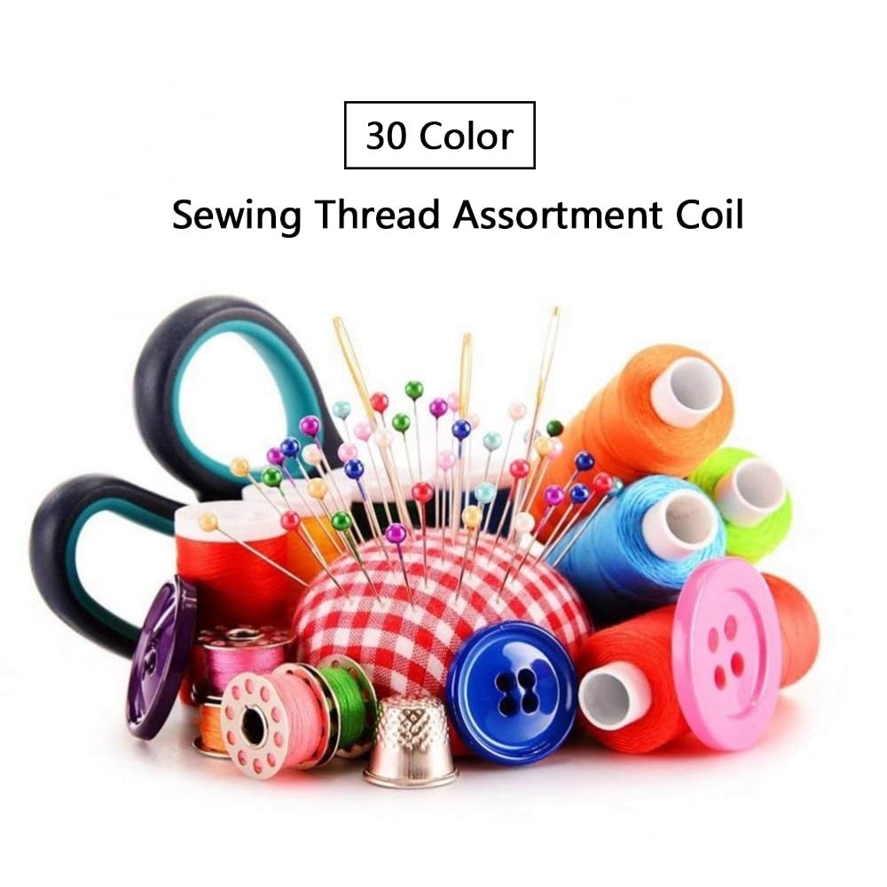 60 Colors Sewing Thread Assortment Coil Polyester 250 Yards Per Spools All Pu...